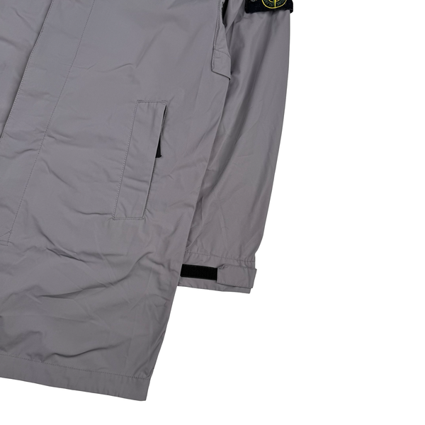 Stone Island 2024 Silver Micro Twill Long Buttoned Jacket - Small