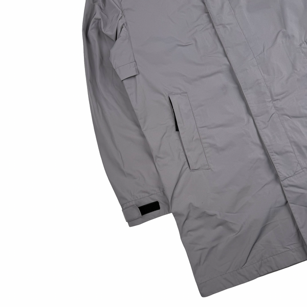 Stone Island 2024 Silver Micro Twill Long Buttoned Jacket - Small