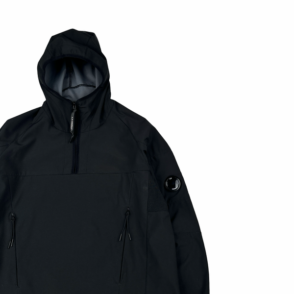 CP Company Black Soft Shell Hooded Quarter Zipped Jacket - Medium