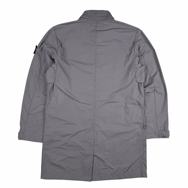 Stone Island 2024 Silver Micro Twill Long Buttoned Jacket - Small