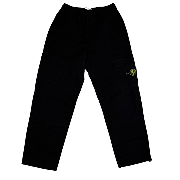 Stone Island 2019 Black Cotton Relaxed Fit Cargo Trousers - 30"