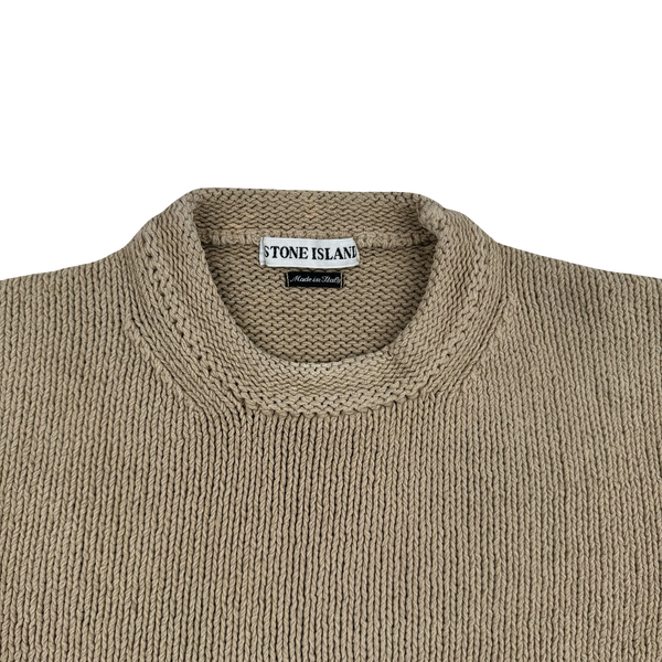 Stone Island 1998 Beige Chenille Knit Vintage Jumper - Large