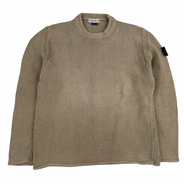 Stone Island 1998 Beige Chenille Knit Vintage Jumper - Large