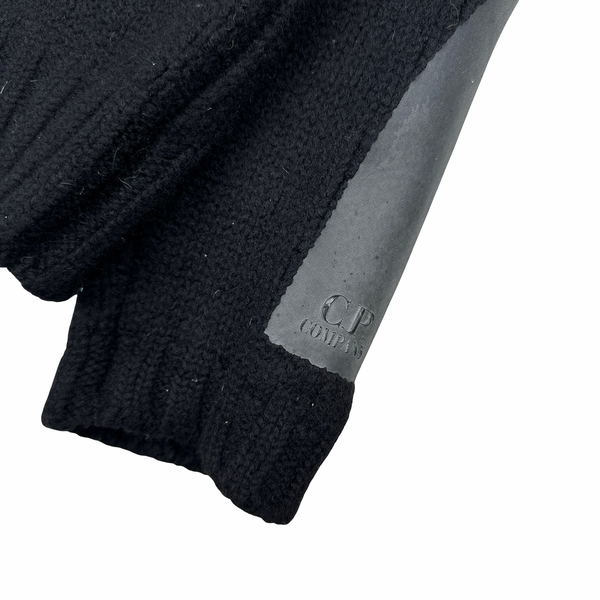CP Company 2002 Archive Lana Wool Black Rubberised Hooded Knitted Jumper - Large