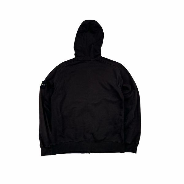 Stone Island 2012 Washed Black Cotton Zipped Hoodie - Medium