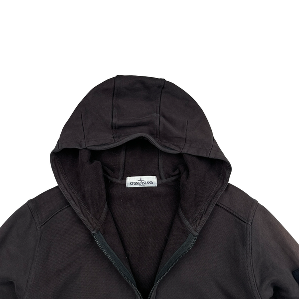 Stone Island 2012 Washed Black Cotton Zipped Hoodie - Medium