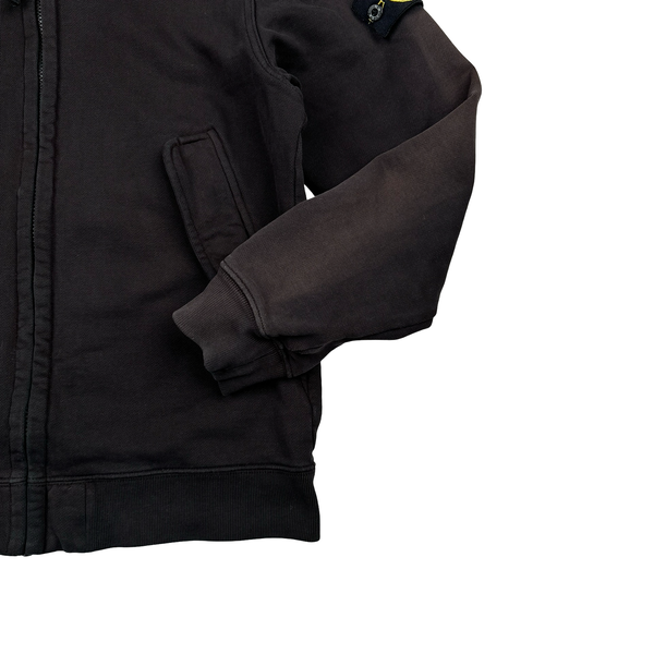 Stone Island 2012 Washed Black Cotton Zipped Hoodie - Medium