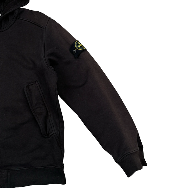 Stone Island 2012 Washed Black Cotton Zipped Hoodie - Medium