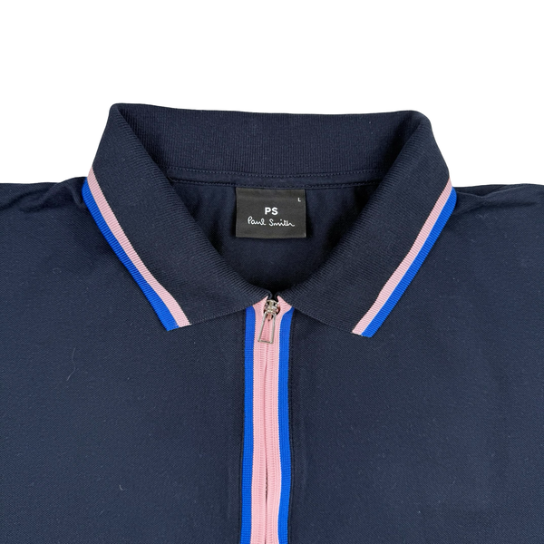 Paul Smith Navy Blue Organic Cotton Polo Shirt - Large
