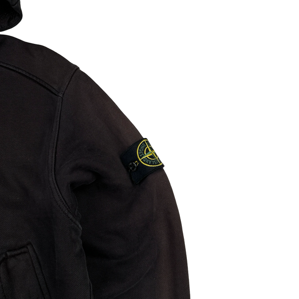 Stone Island 2012 Washed Black Cotton Zipped Hoodie - Medium