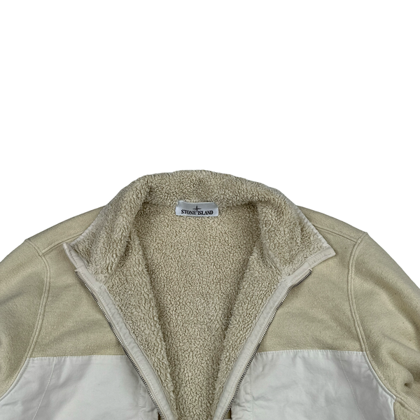 Stone Island 2023 Tan Teddy Fleece Zipped Jumper - Medium