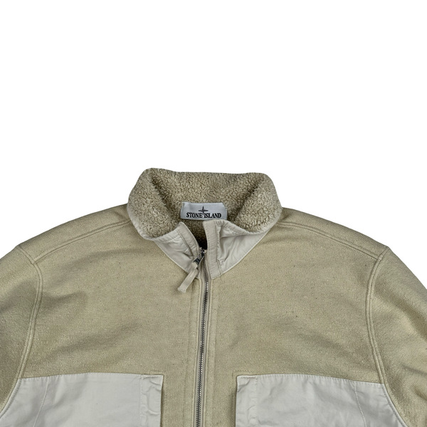 Stone Island 2023 Tan Teddy Fleece Zipped Jumper - Medium