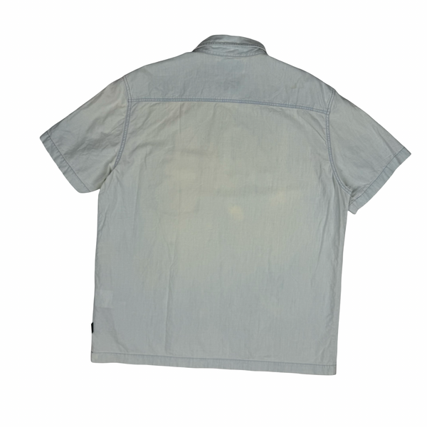 Stone Island 2017 Pale Blue Cotton Short Sleeve Quarter Zip Overshirt - XL