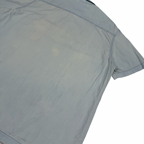 Stone Island 2017 Pale Blue Cotton Short Sleeve Quarter Zip Overshirt - XL