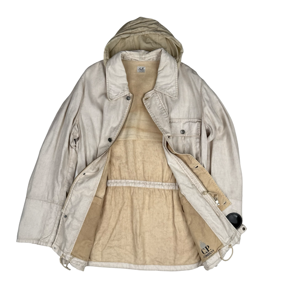CP Company Vintage Cream 2002 Lino Flax Cotton Watch Finder Jacket- Large