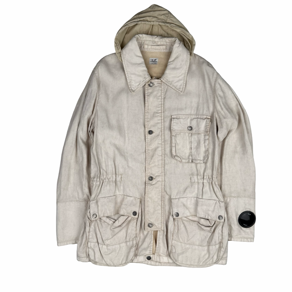 CP Company Vintage Cream 2002 Lino Flax Cotton Watch Finder Jacket- Large