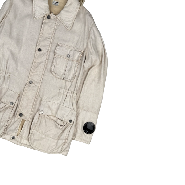CP Company Vintage Cream 2002 Lino Flax Cotton Watch Finder Jacket- Large