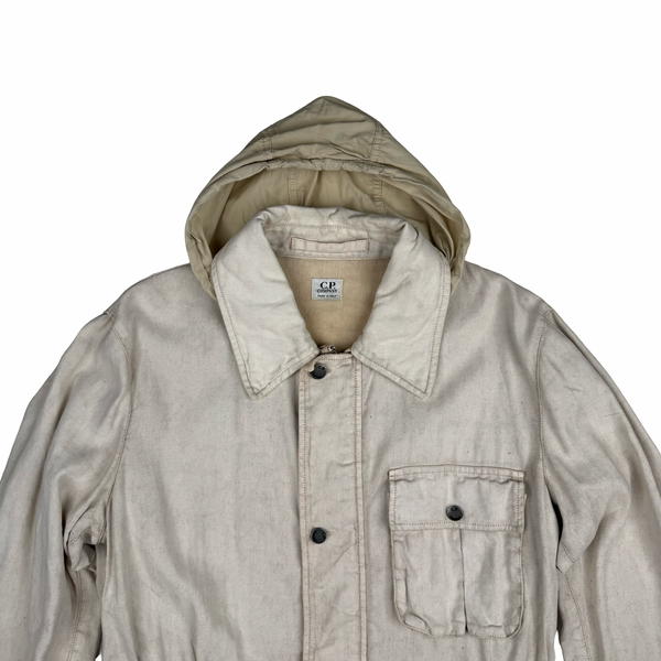 CP Company Vintage Cream 2002 Lino Flax Cotton Watch Finder Jacket- Large