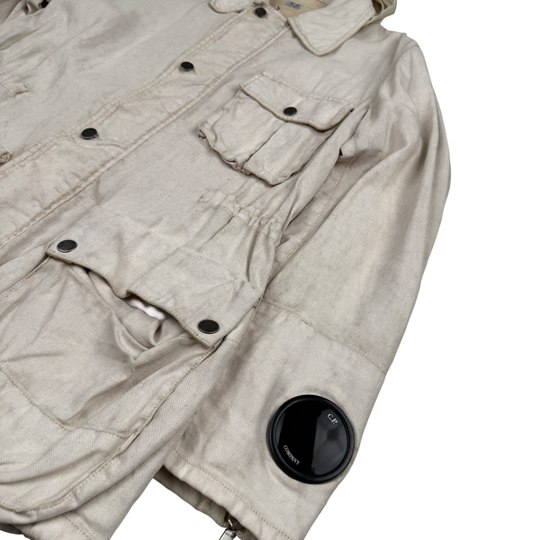 CP Company Vintage Cream 2002 Lino Flax Cotton Watch Finder Jacket- Large