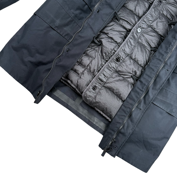 Stone Island 2015 Navy O-Ventile Ghost Piece Hooded Dutch Rope Down Lined Jacket - Medium