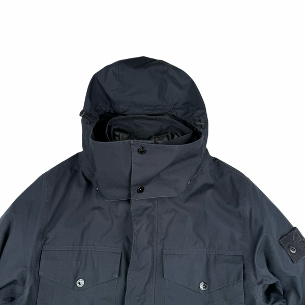 Stone Island 2015 Navy O-Ventile Ghost Piece Hooded Dutch Rope Down Lined Jacket - Medium