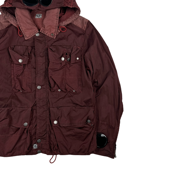 CP Company 50 Fili Maroon Multi pocket Goggle Jacket - XL
