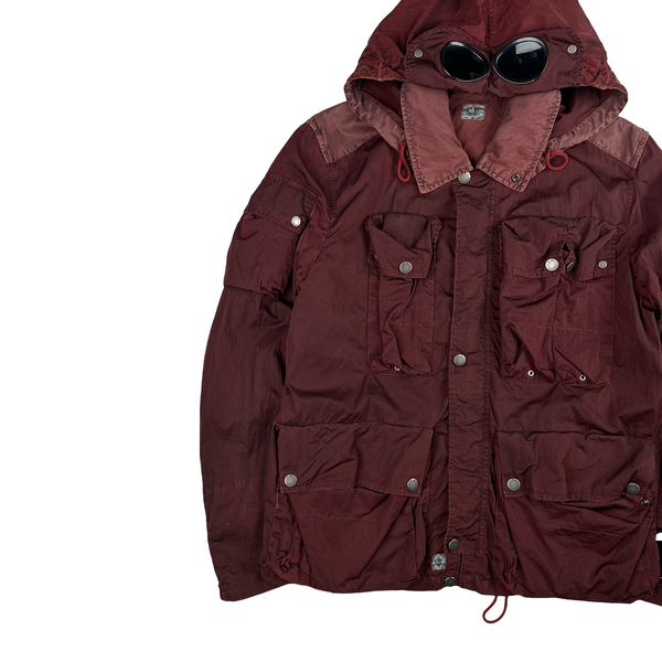 CP Company 50 Fili Maroon Multi pocket Goggle Jacket - XL