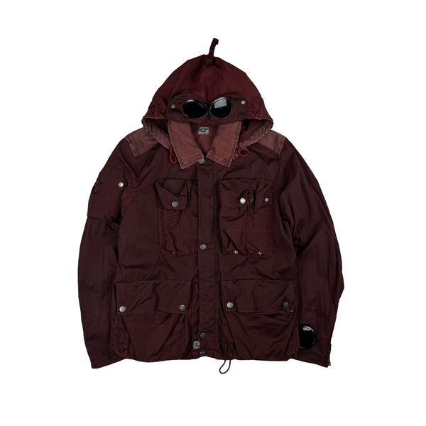 CP Company 50 Fili Maroon Multi pocket Goggle Jacket - XL