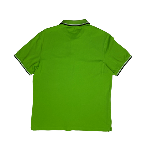 Prada Lime Green Black Tab Spellout Cotton Polo Shirt - XXL