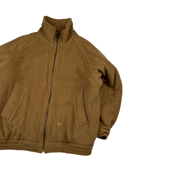 Burberry Brown Cashmere Blend Checked Lined Bomber Jacket - Large