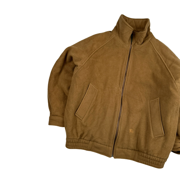 Burberry Brown Cashmere Blend Checked Lined Bomber Jacket - Large