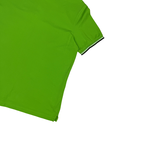 Prada Lime Green Black Tab Spellout Cotton Polo Shirt - XXL