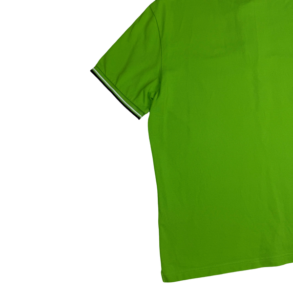 Prada Lime Green Black Tab Spellout Cotton Polo Shirt - XXL