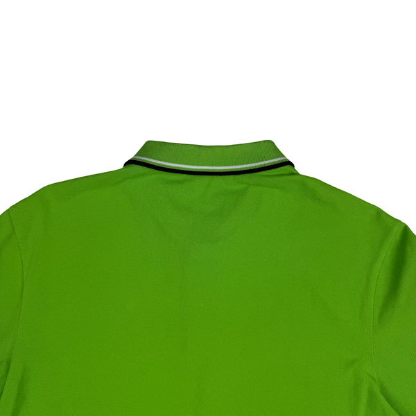 Prada Lime Green Black Tab Spellout Cotton Polo Shirt - XXL