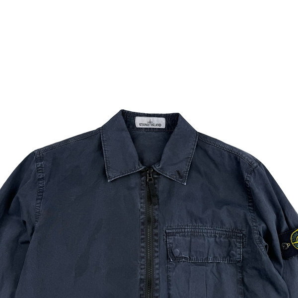 Stone Island 2019 Navy Cotton Zipped Overshirt - Small