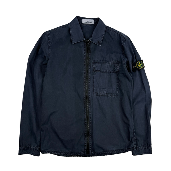 Stone Island 2019 Navy Cotton Zipped Overshirt - Small