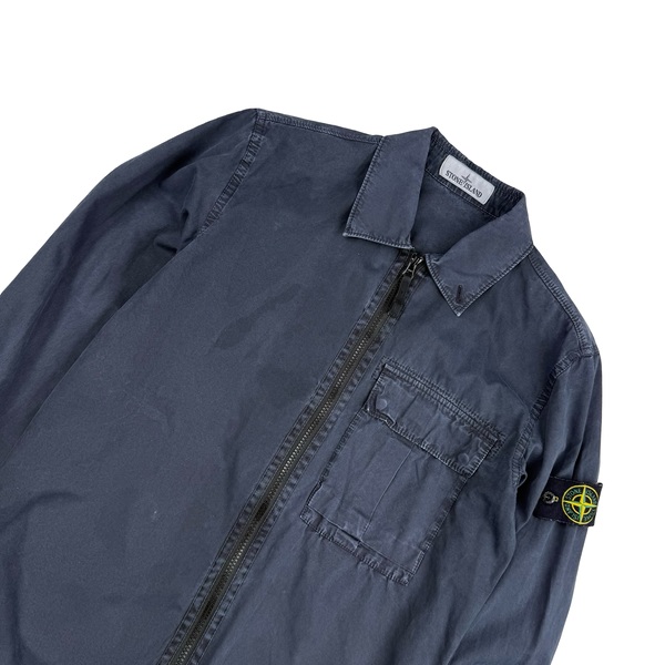 Stone Island 2019 Navy Cotton Zipped Overshirt - Small