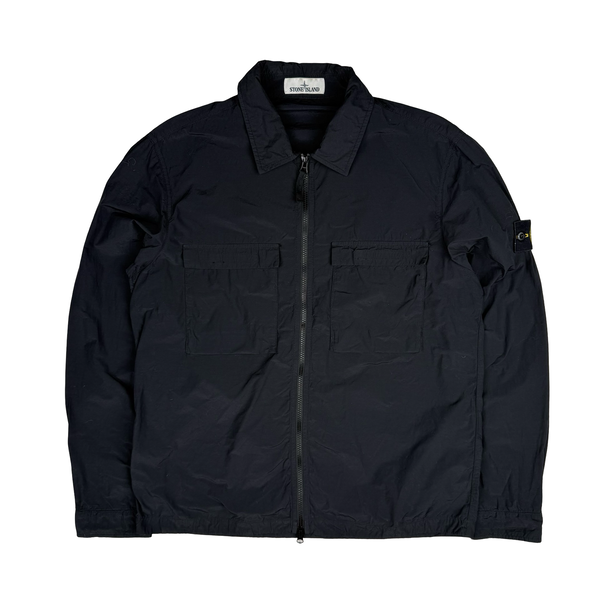 Stone Island Black Double Chest Pocket Nylon Overshirt - Large