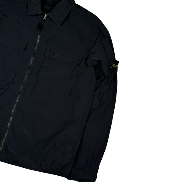 Stone Island Black Double Chest Pocket Nylon Overshirt - Large