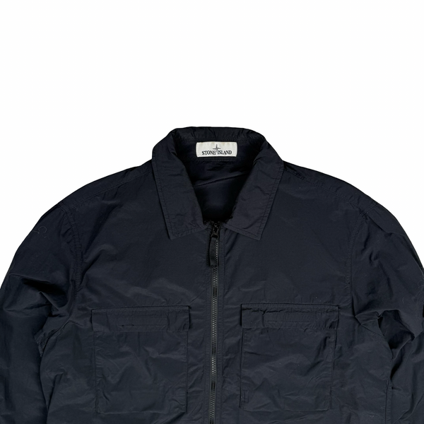 Stone Island Black Double Chest Pocket Nylon Overshirt - Large