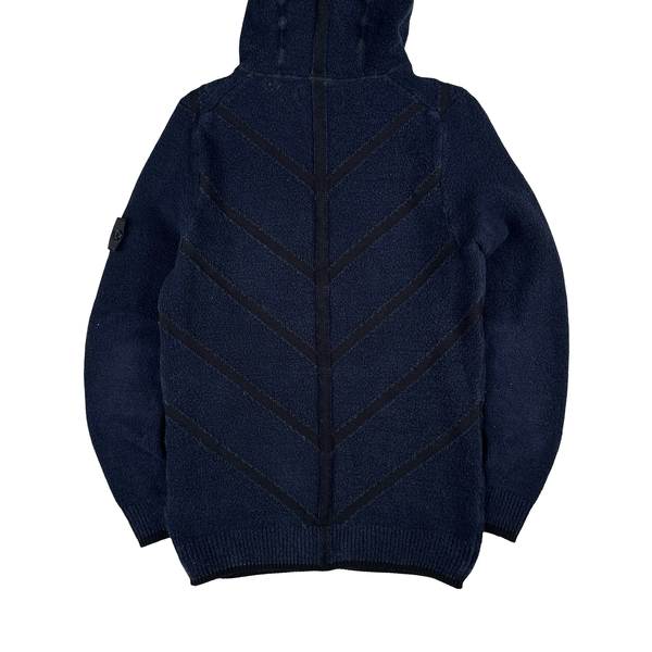 Stone Island Dark Navy Shadow Project Knit Zipped Hooded Jumper - Small