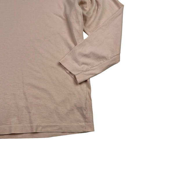 Stone Island 90s Salmon Pink Cotton Spellout Vintage Longsleeve T Shirt - Large