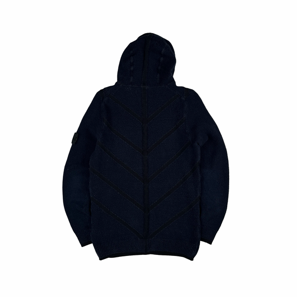Stone Island Dark Navy Shadow Project Knit Zipped Hooded Jumper - Small