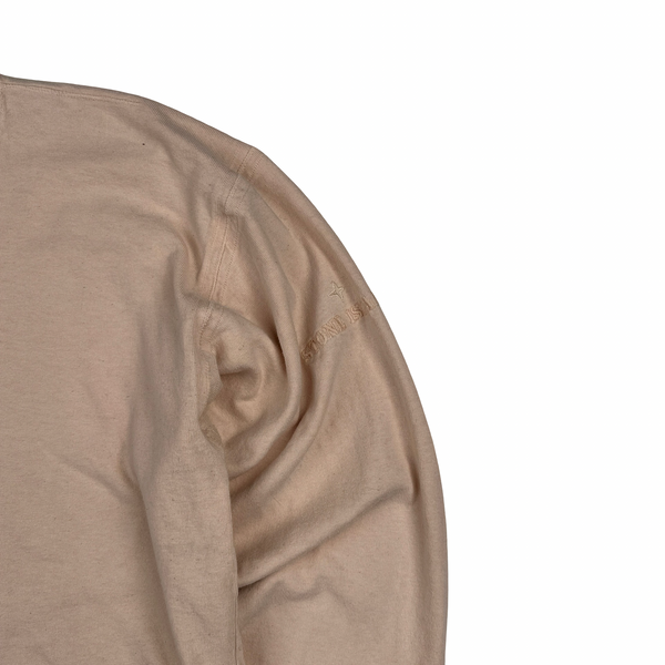 Stone Island 90s Salmon Pink Cotton Spellout Vintage Longsleeve T Shirt - Large