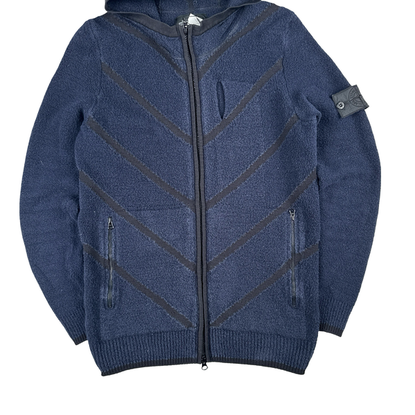 Stone Island Dark Navy Shadow Project Knit Zipped Hooded Jumper - Small