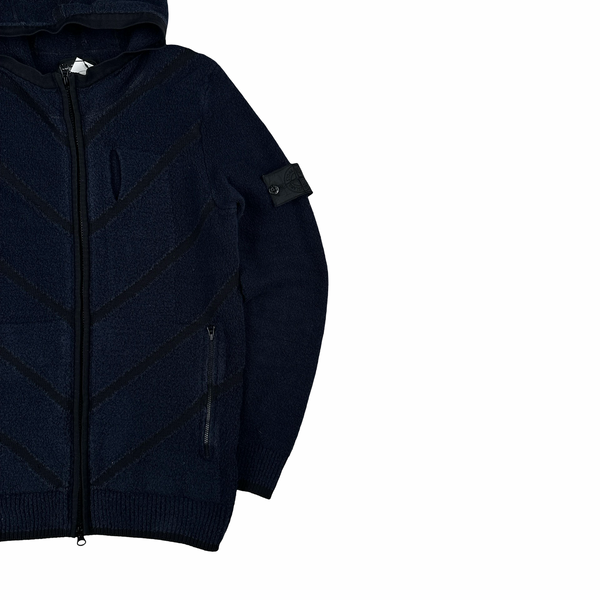 Stone Island Dark Navy Shadow Project Knit Zipped Hooded Jumper - Small