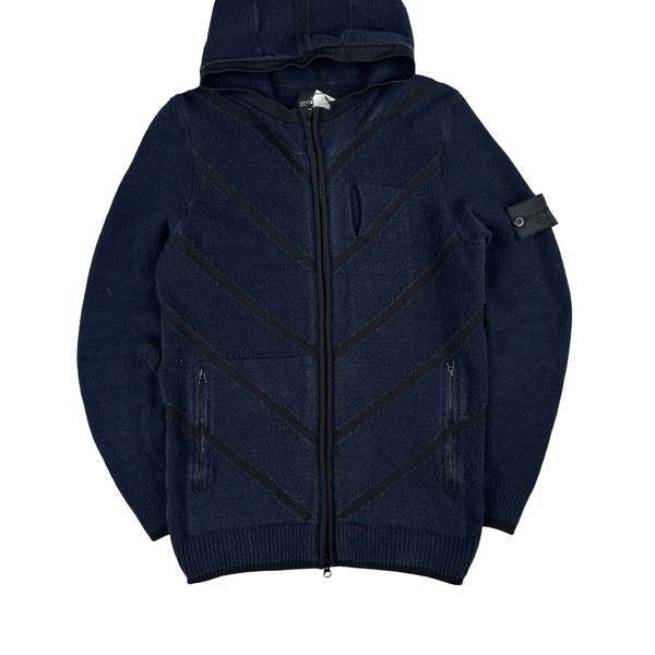 Stone Island Dark Navy Shadow Project Knit Zipped Hooded Jumper - Small