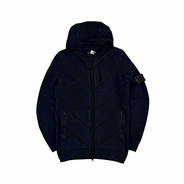 Stone Island Dark Navy Shadow Project Knit Zipped Hooded Jumper - Small