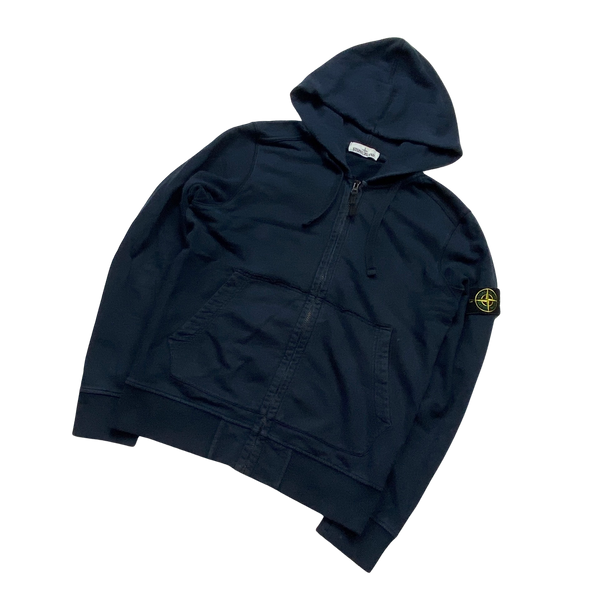 Stone Island 2018 Navy Zipped Cotton Hoodie - Medium