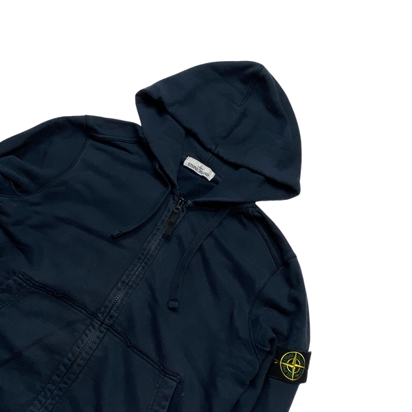 Stone Island 2018 Navy Zipped Cotton Hoodie - Medium